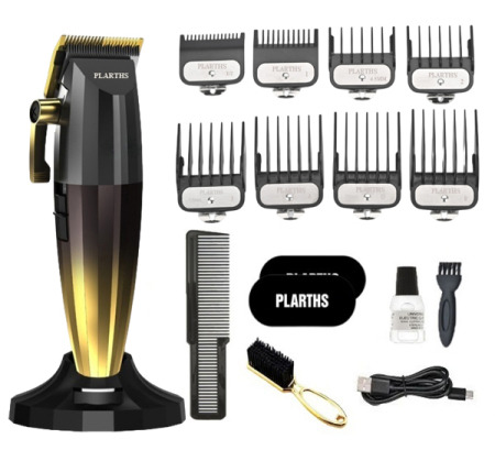 REDUCERI - Masina de tuns profesionala cu acumulator, PLARTHS NG-222, motor puternic 7200rpm, afisaj LED, 8 gratare premium1.5 - 25mm, 2 arici, perie fade, pieptan, stand incarcare