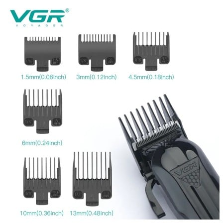 Masina de tuns profesionala cu acumulator, VGR V-282, afisaj LED, 6 gratare 1.5mm - 13mm, Negru [2]