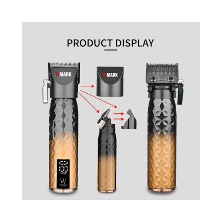Masina de tuns profesionala cu acumulator, Wmark NG-2045, motor puternic 9000rpm, afisaj LED, 6 gratare premium, negru [1]