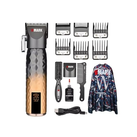 MASINI DE TUNS - Masina de tuns profesionala cu acumulator, Wmark NG-2045, motor puternic 9000rpm, afisaj LED, 6 gratare premium, negru
