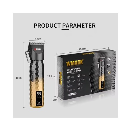 Masina de tuns profesionala cu acumulator, Wmark NG-2045, motor puternic 9000rpm, afisaj LED, 6 gratare premium, negru [2]