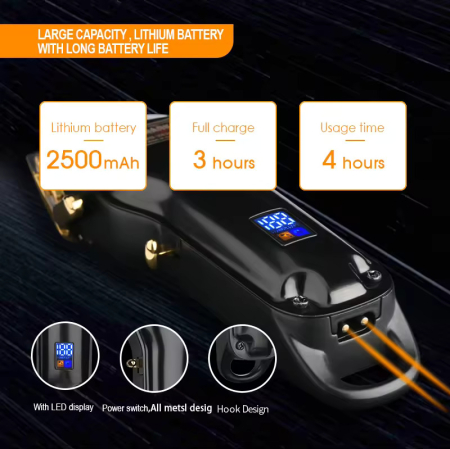 Masina de tuns profesionala WMARK NG-2020C, motor puternic, carcasa full metalica, Lame Fade, Inaltatoare Premium, Negru [1]