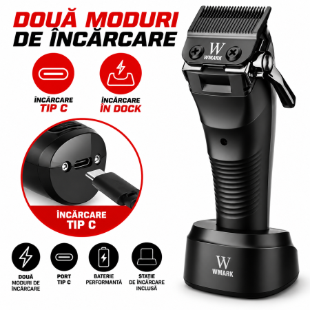 Masina de Tuns Profesionala WMARK NG-V1, Motor Brushless 8500 RPM, 10 Inaltatoare, Lame DLC [9]