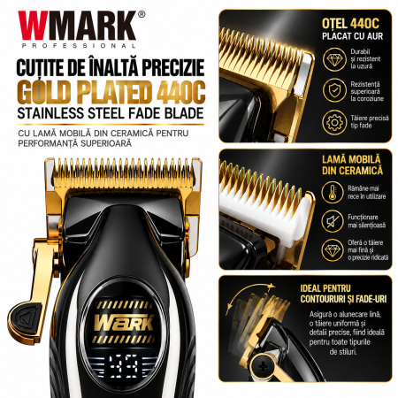 Masina de Tuns Profesionala WMARK NG-V2, Motor Brushless 9000 RPM, Autonomie 200min, 6 Inaltatoare Magnetice [5]