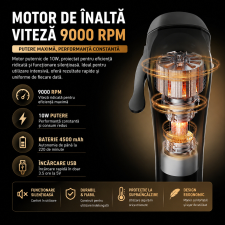 Masina de Tuns Profesionala Kemei KM-1691, Motor 9000 RPM, 10W, Acumulator 4500 mAh, 6 Inaltatoare premium [1]