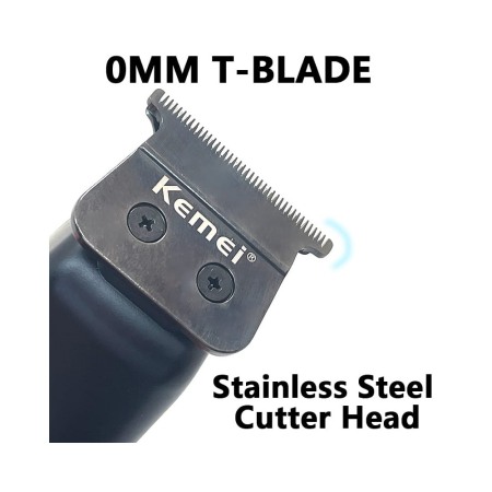 Masina de tuns si contur profesionala, Kemei KM-1578, baterie Li-ion 120 min, Cutit T 0.1mm, incarcare type c, afisaj LCD, negru [2]