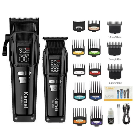 Acasa - SET MASINA DE TUNS SI CONTUR PROFESIONALA KEMEI KM-2797, CUTITE DLC, 9000RPM, DISPLAY LED, ACUMULATOR 4600MAH