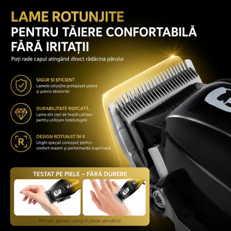 Set Profesional KEMEI KM-8501 Masina de Tuns, Contur, Display LED, Incarcare Type-C, 7 Gratare [1]