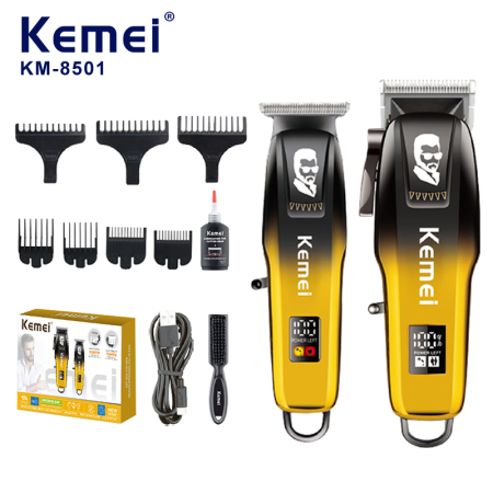 MASINI DE TUNS - Set Profesional KEMEI KM-8501 Masina de Tuns, Contur, Display LED, Incarcare Type-C, 7 Gratare