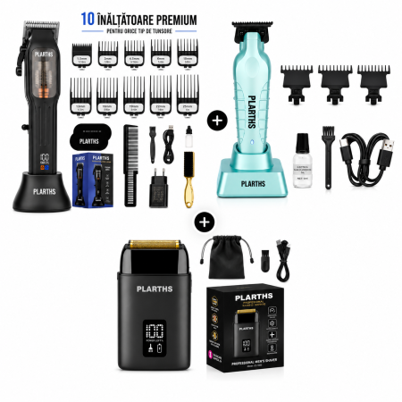 MASINI DE TUNS - SET PROFESIONAL PLARTHS MASINA DE TUNS, CONTUR SI SHAVER, 13 INALTATOARE, DISPLAY LED, STAND INCARCARE, TYPE C