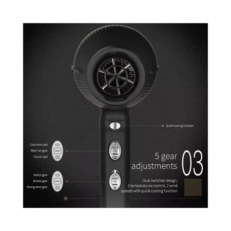 Uscător de păr profesional Wmark NG-2300, 2400W, ionic, difuzor bucle, 2 concentratoare, aer puternic, uscare rapida, negru [5]