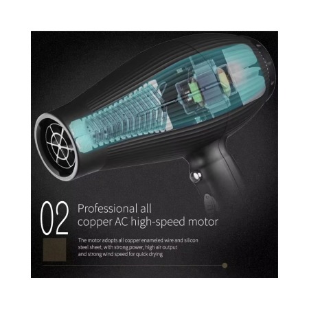 Uscător de păr profesional Wmark NG-2300, 2400W, ionic, difuzor bucle, 2 concentratoare, aer puternic, uscare rapida, negru [4]