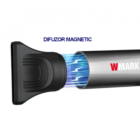 Uscator de par profesional, WMARK NG-9107, 1650W, display LED, motor brushless 100000rpm, 2 Concentratoare magnetice, 1 difuzor, 2 arici, carcasa metalica, silver [5]
