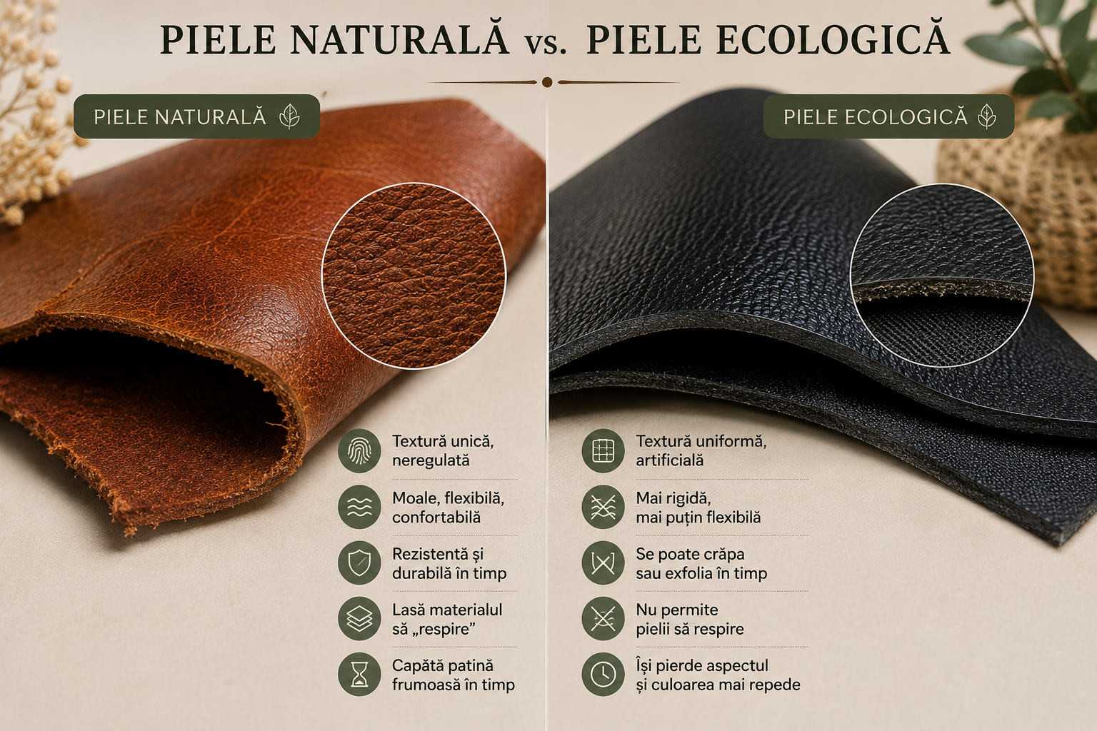 Pielea naturală vs. pielea ecologică