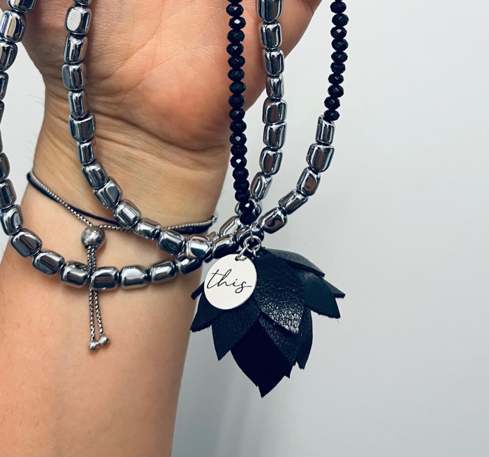 Colier statement piele si pietre [3]