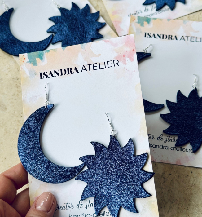 Cercei piele soare si luna [2]