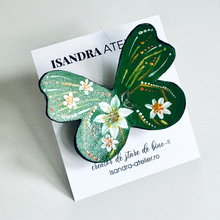 Brosa piele fluture pictat manual [2]