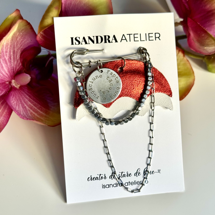 Brosa piele inima si banut gravat "Omul bun..." [4]