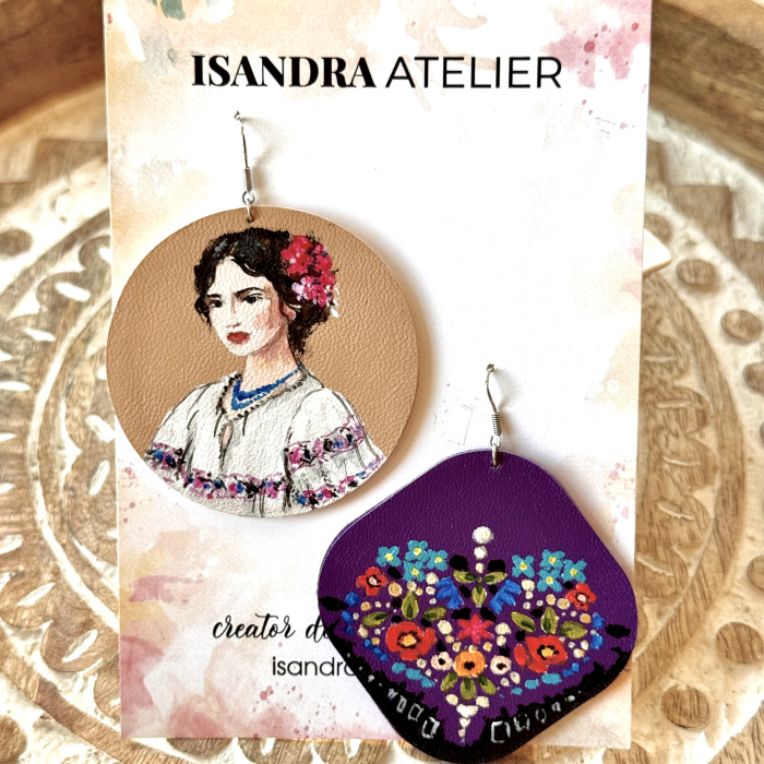 Cercei piele pictati manual tarancuta [1]