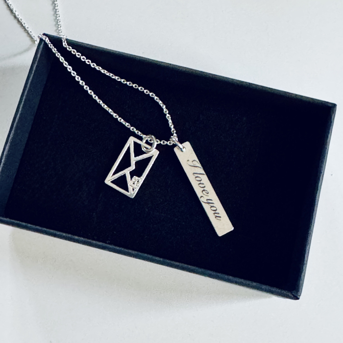 Lant argint cu pandant "I love you" si charm plic [1]