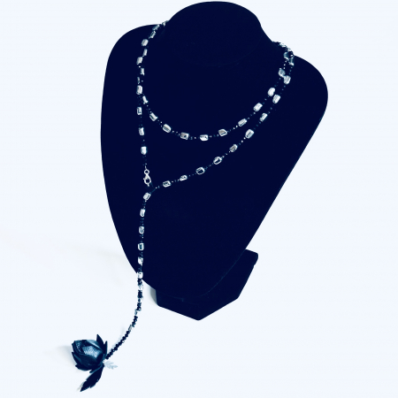 Coliere piele - Colier statement piele si pietre semipretioase