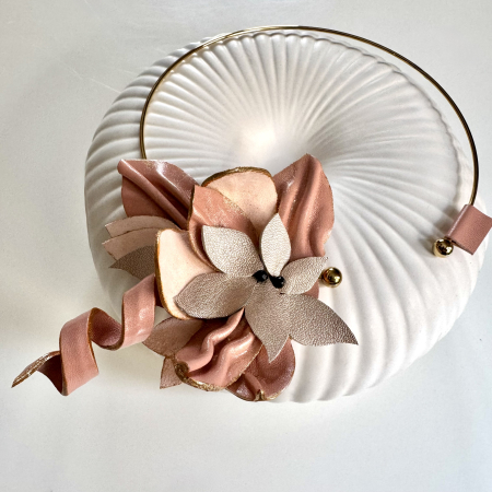 Coliere piele - Colier piele naturala floare fantezie roz pal