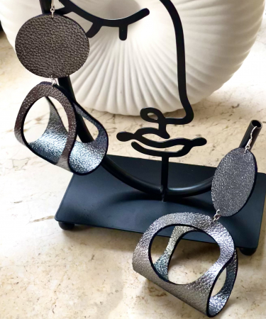 Cercei geometrici - Cercei din piele naturala ACROBATIE