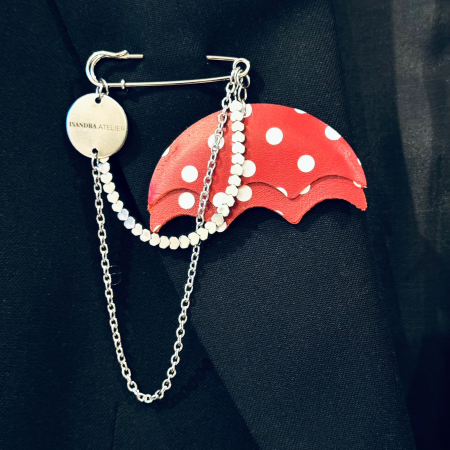 Brose si alte accesorii - Brosa piele umbreluta hematit