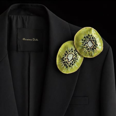 Brose si alte accesorii - Brosa statement piele naturala kiwi