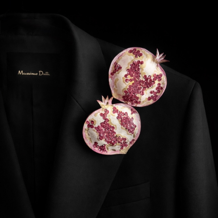 Bijuterii pictate - Brose statement piele naturala rodie