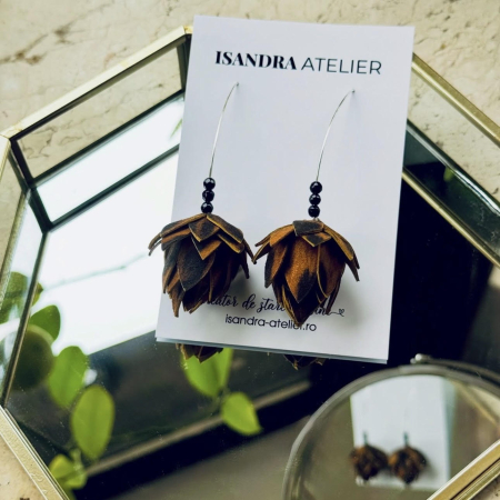 Cercei floare - Cercei ghinda animal print