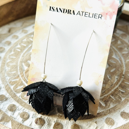 Cercei floare - Cercei ghinda negri