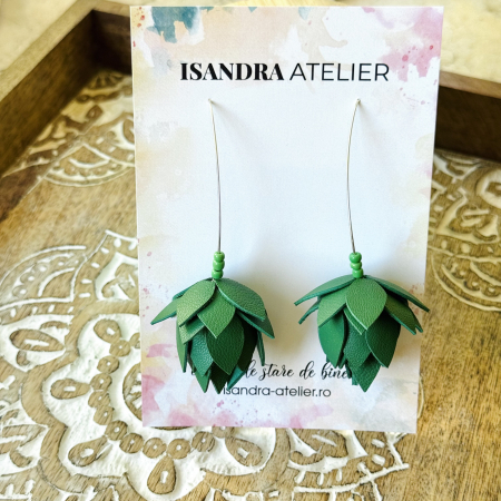 Cercei floare - Cercei ghinda verzi
