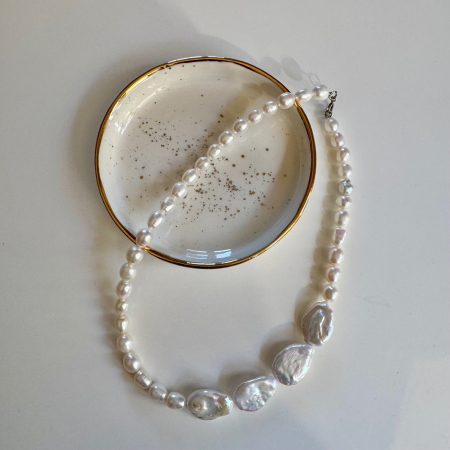 Coliere piele - Colier perle de cultura