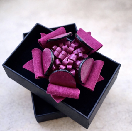 Brose si alte accesorii - Inel reglabil piele naturala fuchsia