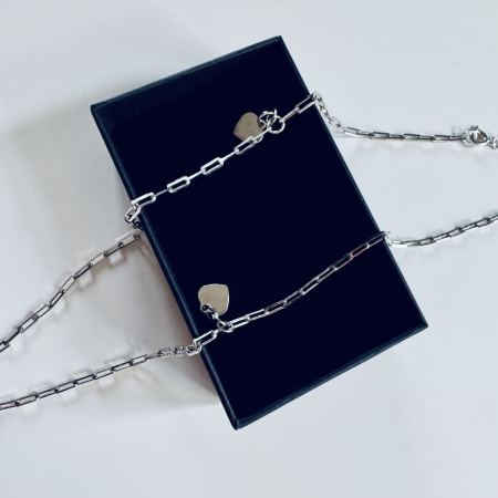 Bijuterii din argint 925 - Lant argint cu charmuri inimioare