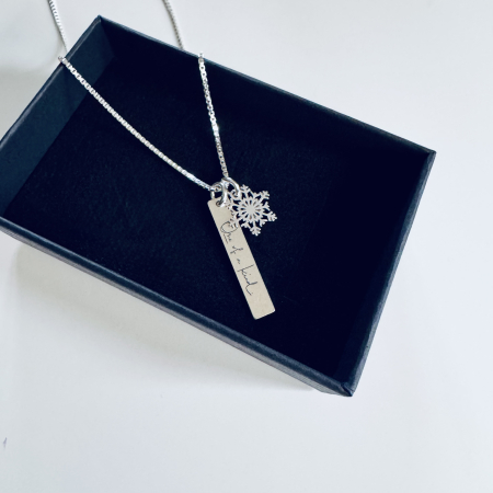 Bijuterii din argint 925 - Lant argint cu pandant "One of a kind" si fulg