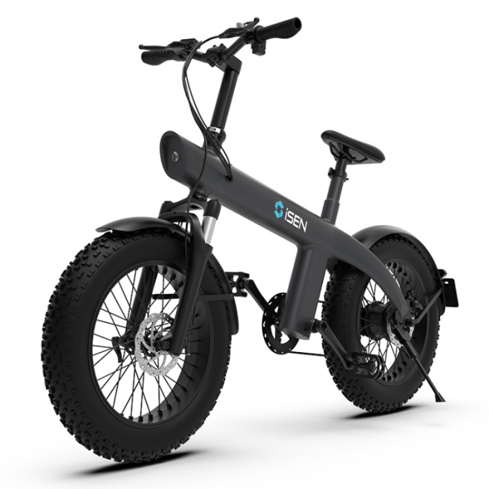 Bicicleta electrica iSEN Q3 Fat Bike Gri, 750W, 7 viteze Shimano, Rulare full electric sau asistata, 32km/h, Baterie detasabila, IP54 [2]