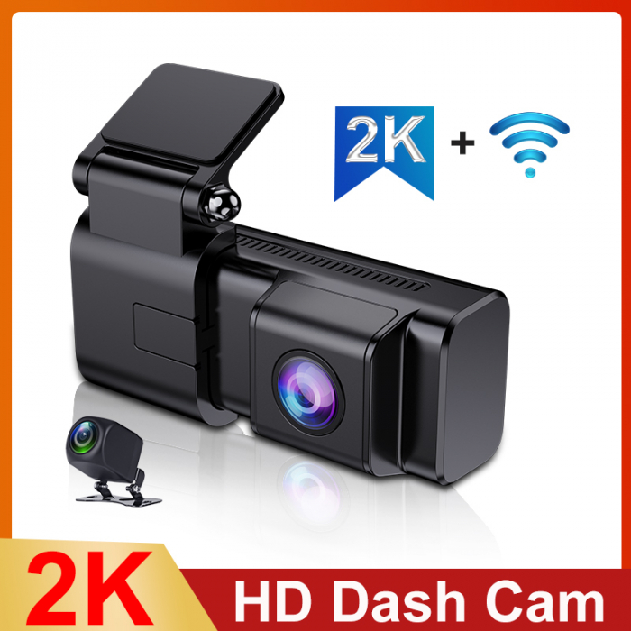 Camera auto DVR iSEN F3, 2K HD, Filmare 120°, GPS, Night Vision, Monitorizare parcare, WiFi, Slot memorie, Camera spate [2]