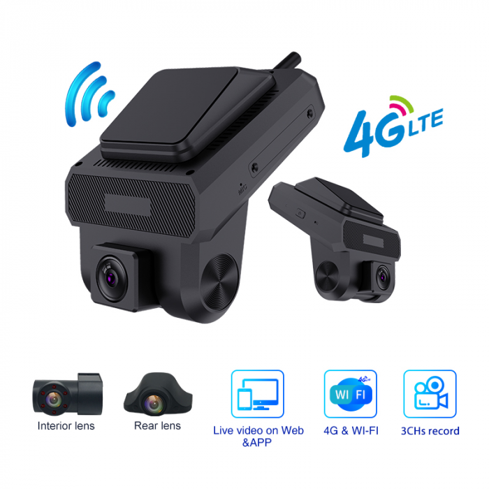 Camera auto DVR iSEN ZW3, 3CHS AHD, 4G, Filmare 140°, GPS, ADAS, Monitorizare parcare, Night vision, Slot memorie, Camera spate + interioara [2]