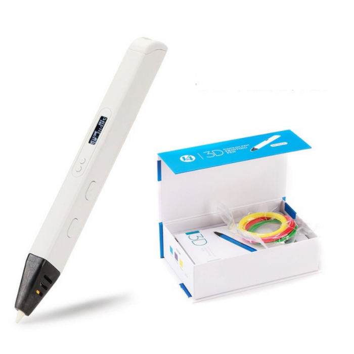 Creion 3D iSEN D14 3D Pen Alb, Display OLED, PLA/ABS, 3 filamente [1]