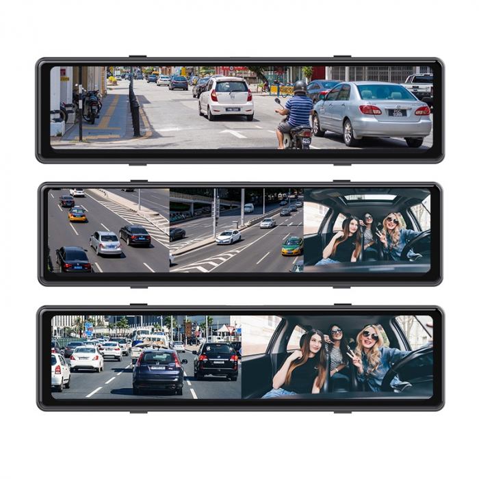 Oglinda retrovizoare iSEN S33 DVR, 2K, 12" touch screen, Wireless CarPlay, Night vision, WiFi, GPS, Monitorizare parcare, 3 Camere [2]