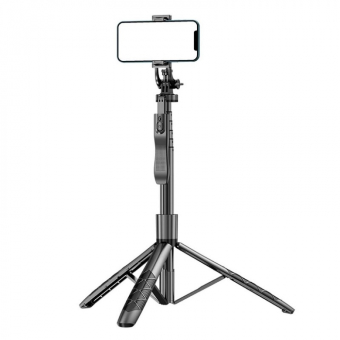 Selfie stick trepied extensibil iSEN L16 Negru, 1530mm, Port 1/4, Telecomanda detasabila cu bluetooth, Maner balansare, 120mAh [2]