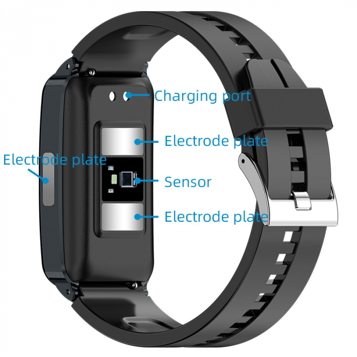 Smartband iSEN EP01 Negru, 1.47" IPS HD, ECG, Ritm cardiac, Presiune sanguina, Glicemie, Oxigen, Monitorizare somn, Bt v5.1, IP67, 210mAh [6]