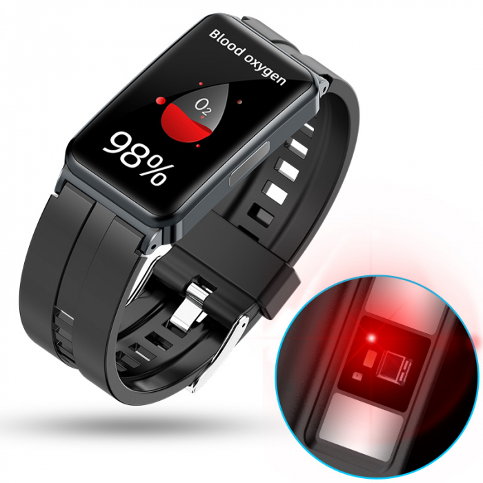 Smartband iSEN EP01 Negru, 1.47" IPS HD, ECG, Ritm cardiac, Presiune sanguina, Glicemie, Oxigen, Monitorizare somn, Bt v5.1, IP67, 210mAh [2]