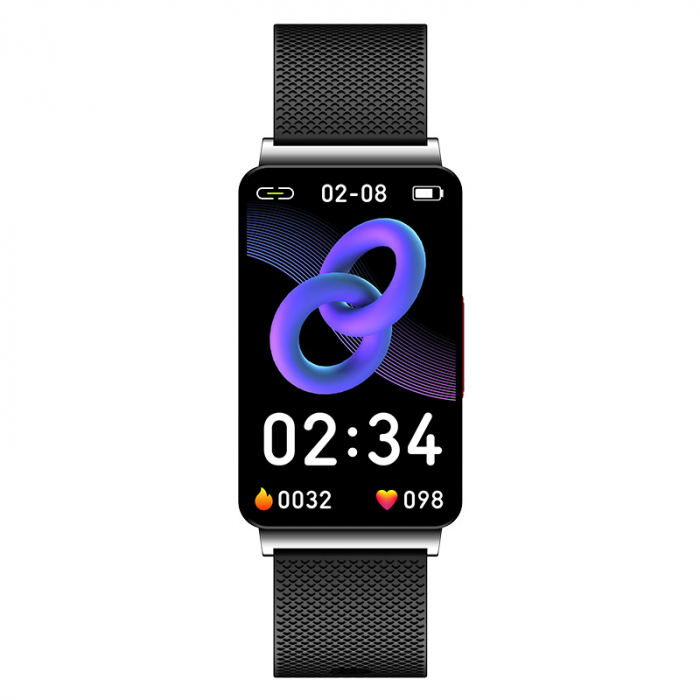 Smartband iSEN EP08 Negru, 1.57", HD, ECG, Glicemie, Ritm cardiac, Presiune sanguina, Oxigen, Monitorizare somn, Bt v5.1, IP67, 210mAh [3]