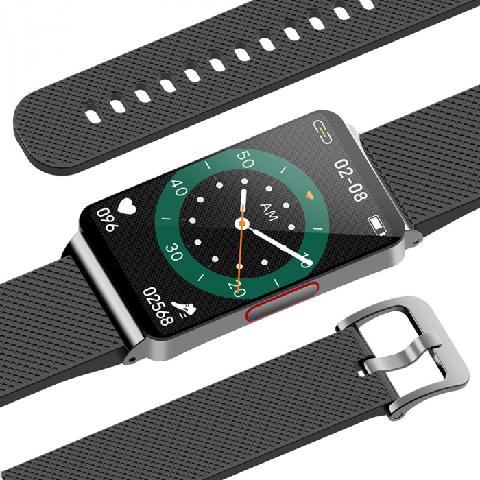 Smartband iSEN EP08 Negru, 1.57", HD, ECG, Glicemie, Ritm cardiac, Presiune sanguina, Oxigen, Monitorizare somn, Bt v5.1, IP67, 210mAh [5]