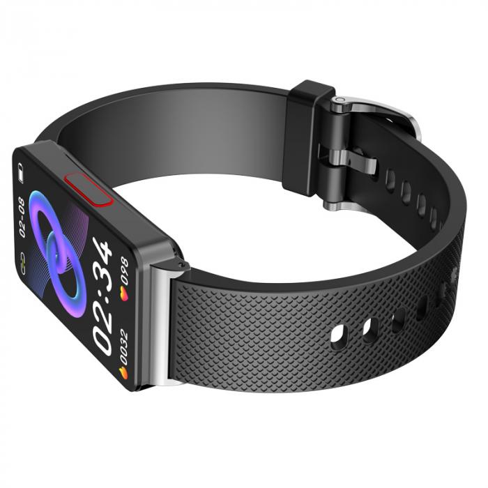 Smartband iSEN EP08 Negru, 1.57", HD, ECG, Glicemie, Ritm cardiac, Presiune sanguina, Oxigen, Monitorizare somn, Bt v5.1, IP67, 210mAh [4]