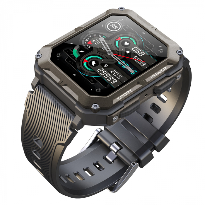 Smartwatch iSEN C20 Pro Negru, 1.83 inch, Apel bluetooth, Bluetooth 5.0, Ritm cardiac, SpO2, 123 sporturi, Ip68, 380mAh [16]