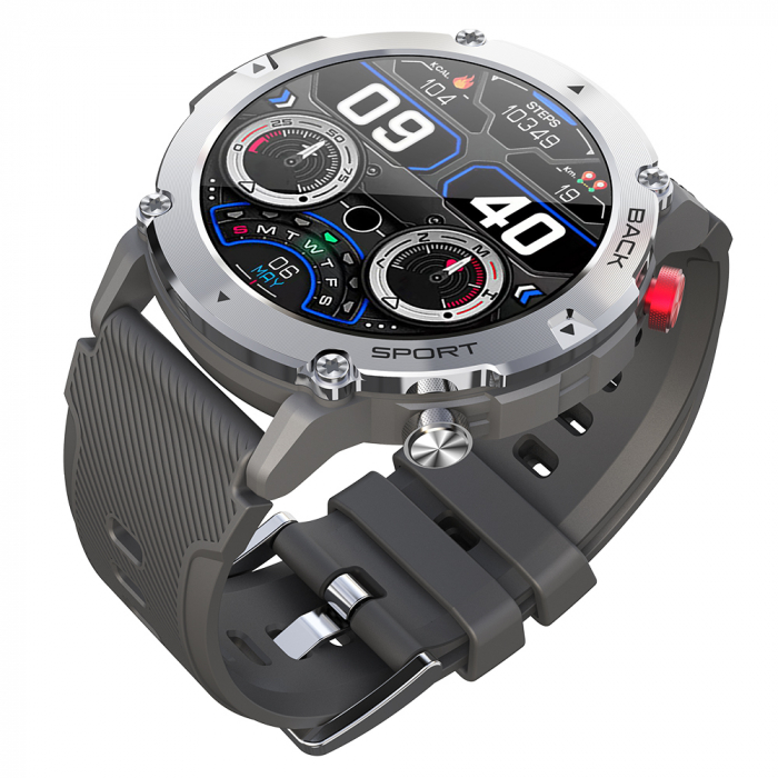 Smartwatch iSEN C21 Pro Silver, 1.32 inch, Apel bluetooth, Bluetooth 5.0, Ritm cardiac, SpO2, 19 sporturi, Ip68, 300mAh [16]